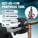 Lightweight Press Tool for Copper & PEX Pipe, 32KN Pro Press Tool with 11 Molds Range 1/2" 3/4" & 1" for Copper & ASTM F877, 3/8"-1" for ASTM F1807, 350 Rotatable Head, 2.5Ah Battery Set