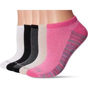 No nonsense womens Green Threads No Show Liner Sock, 12 Pair Pack (One Size, Assorted 1: Black/White/Pink/Tan)
