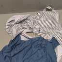 Eomenie Women's One Piece Swimsuits Tummy Control Cutout High Waisted Bathing Suit Wrap Tie Back 1 Piece Swimsuit, Blue Striped, 2XL