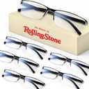 6 pack Executive Style Reading Glasses Men - Durable Readers with 99% Blue Light Blocking - Comfortable Fit with TR90 Frames (Black)