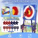 Axe Throwing Game for Backyard, Bristle Target Set with 6 Axes & 6 Darts, Portable Plastic Axe Throwing Game Indoor Outdoor Game for Adults & Kids, Carnival Yard Games
