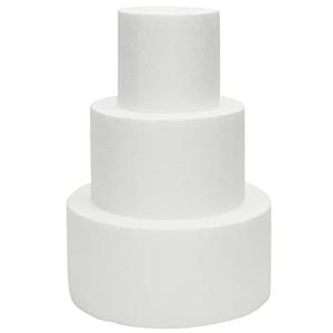 Bright Creations Fake Cake Dummy Set - 10.8 in Tall, 3-Tier Round White Foam - for Fake Birthday Cake & Artificial Wedding Displays - Foam Cylinders for Crafts
