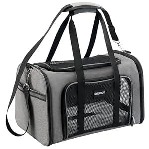 Soundy Dog Carrier Cat Carriers Airline Approved Pet Carrier for Small Medium Dogs Cats Under 15Lbs Puppies Collapsible Soft Sided TSA Travel Puppy Carrier Bag (Medium, Grey)