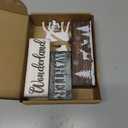 Yousoontic 4 Pcs Winter Decor Woodland Christmas Wooden Sign Blocks Table Centerpiece with Reindeer Snowflakes Trees Rustic Holiday Decorations for Farmhouse Winter Home Indoor