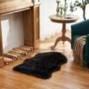EasyJoy Ultra Soft Fluffy Shaggy Area Rug Faux Fur Rug Chair Cover Seat Pad Fuzzy Area Rug for Bedroom Floor Sofa Living Room (2 x 3 ft Sheepskin, Black)