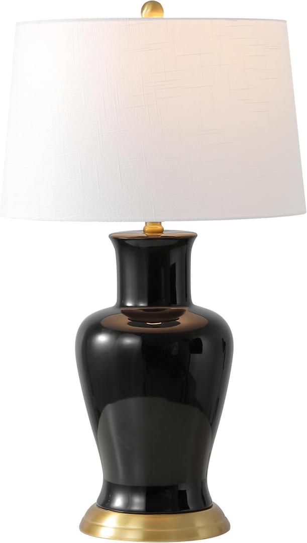 JONATHAN Y Julian Classic Ceramic Urn Metal LED Table Lamp 29", Black