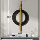 JFUJFU Large Black And Gold Metal Art 3d Wall Decor with Geometric Round & Line for Living Room & Bedroom, 39"L x 19"W