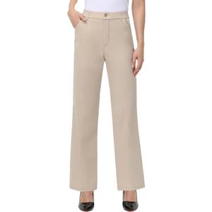 iChosy Womens High Waist Wide Straight Leg Trousers Casual Slacks Dress Pants with Pockets, 12 Tall 
