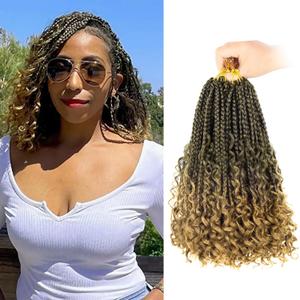Goddess Box Braids Crochet Hair With Curly Ends 10 Inch Bohomian Box Braids Crochet Braids 8 Packs 3X Crochet Braids Synthetic Braiding Hair Extension for Black Women (10 Inch (Pack of 8), T27)