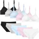 Phennie's Girls Training Bras Teens Sports Bras for Kids Size 34/75 Cotton Wireless Light Padded Bralette 5 Pack