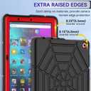 Grifobes (for 13th/11th Generation 2023/2021 Release) Tablet 10/10 Plus, Tablet 10 Kids/Kids Pro, 3-in-1 Heavy Duty Shockproof Rugged Protective Cover with Stand (Black+Red+Red)