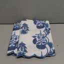 BrightRow 2 Pcs Scalloped Floral Block Print Pillow Cover 18 x 18 Inch Scallop Pillow Cover Grandmillennial Style Indoor Outdoor Scalloped Throw Home Decor (Classic)