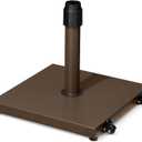 45lbs Patio Umbrella Base with Wheels - Heavy Duty Outdoor Patio Market Umbrella Stand for Deck with Rollers, Poolside, Balcony, Wind-Resistant Design, Brown