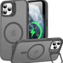 Goodon Magnetic for iPhone 11 Pro Case with Screen Protector, Built-in Camera Kickstand,[Compatible with Magsafe] [Wireless Charging] Matte Protective Phone Cover 5.8" for Men, Women, Girls - Grey