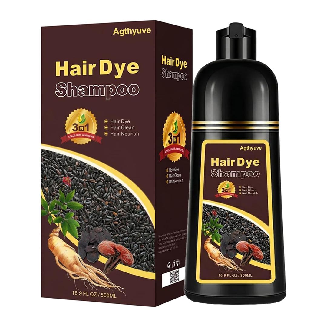 3-in-1 Chestnut Brown Hair Dye Shampoo for Women & Men, 16.9 Fl Oz Instant Hair Color Shampoo 100% Gray Coverage, Semi-Permanent Herbal Hair Dye, Gentle DIY Home Salon (Chestnut Brown)