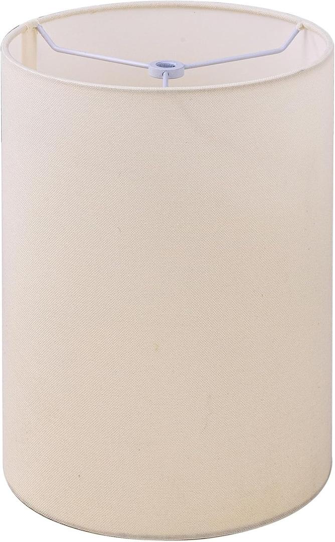 Wellmet CreamWhite 6"x 6"x10" Lampshade, No Assembly Required, Classic Modern Lamp Shade for Table Lamp, Bedside Lamp, Floor Lamp, Fabric Drum Lampshade, Spider Fitter