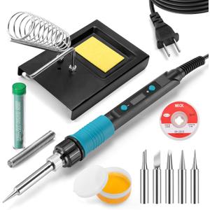 WORKEASE 100W Soldering Iron Kit, LED Digital Solder Iron with 5pcs Tips, 10s Fast Heating Max 932, Adjustable Temperature Soldering Iron Kit for Electronics for Electronic Repair, DIY (Black)