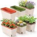 OurWarm Windowsill Herb Planter Box Set of 6, 10.5 Inch Self Watering Pots for Indoor Plants, Flower Box with Water Level Window, Colorful Plastic Flower Pots & Planters for Herbs, Vegetables, Flowers