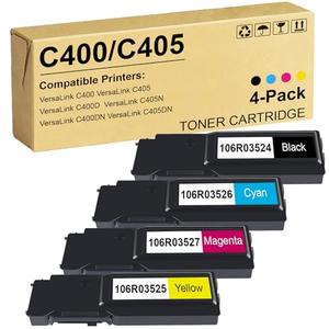 WEYNUONY C400 C405 Toner Cartridge Compatible for Xerox VersaLink C405 C400 Toner C400D C400DN MFP C405 C405N C405DN Black Cyan Magenta Yellow Extra High Yield Toner Cartridge CMYK 4 Pack