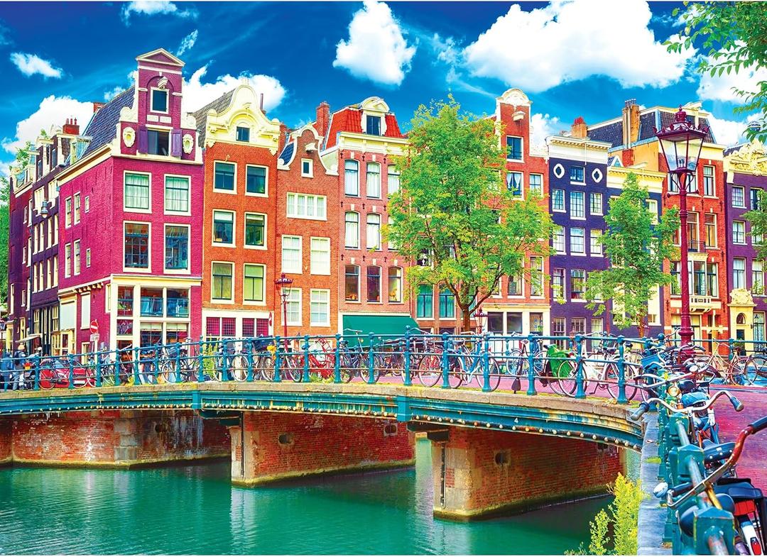 RoseArt - Kodak Premium - Colorful Waterfront Buildings, Amsterdam - 1000 Piece Jigsaw Puzzle for Adults
