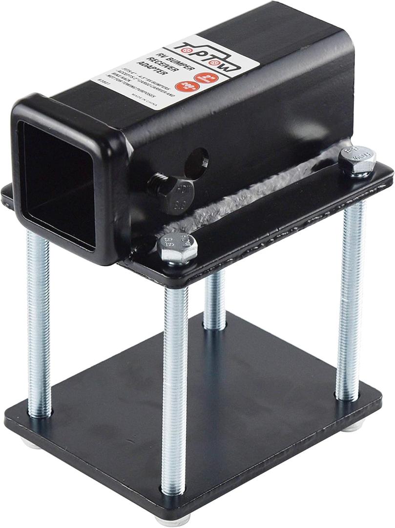 TOPTOW RV Bumper Hitch Receiver 63801 for 4 inch to 4.5 inch Beams, 2 inch Receiver Opening, Fits for Bike Racks, Cargo Carriers Camper-on