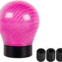 Carbon Fiber Shift Knob Pink Round Ball Car Universal Gear Shifter Knobs with 3 Adapters