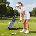 1GoTo-G 7 Pieces Kids Golf Clubs Set - Youth Golf Clubs Junior Set for Boys Girls Includes Stand Bag, 1# Driver, 5# Hybrid, 7#, PW# Irons and Putter, Gray – Ages 12-14 – Right Hand, Right, Gray – Ages 12-14