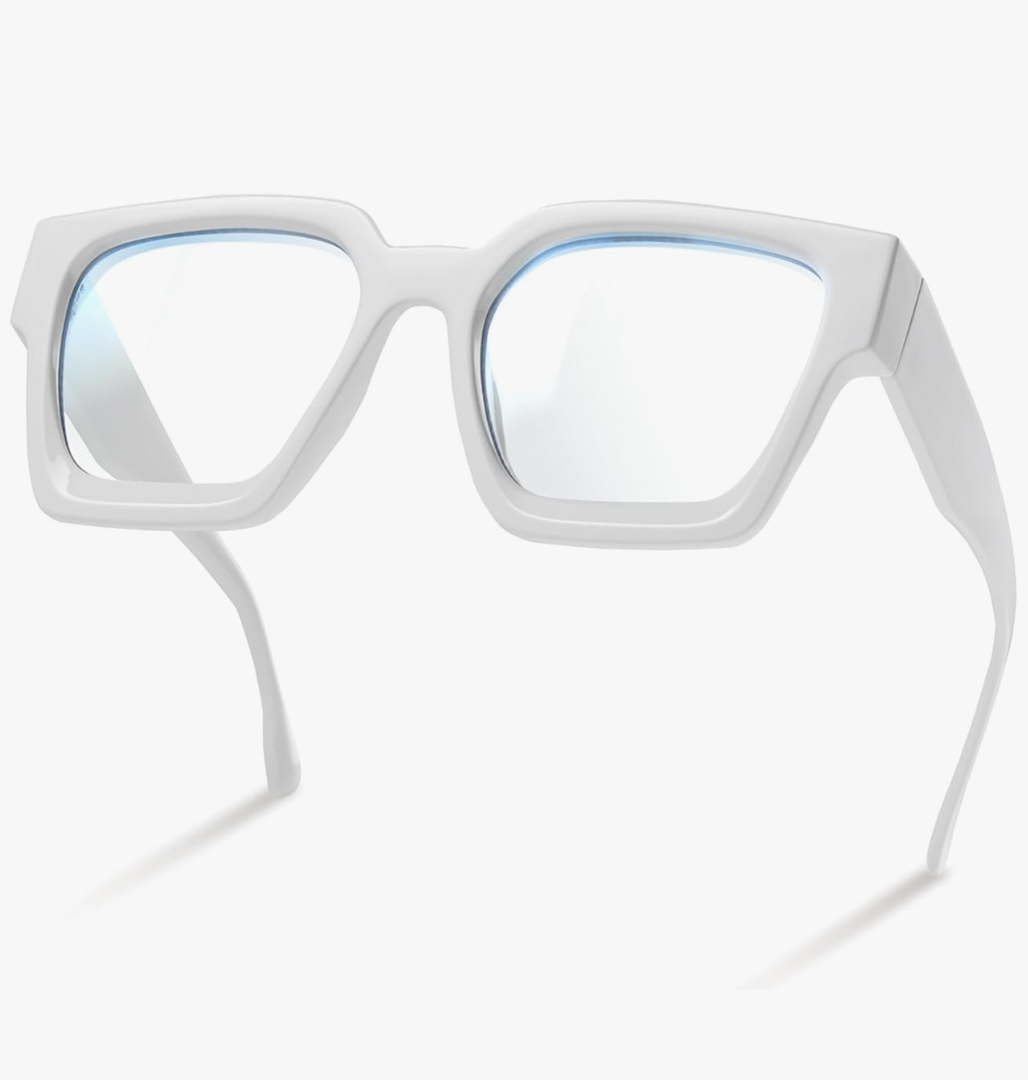livho Oversized up to 99% Blue Light Blocking Glasses for Woman - Rectangle Fashion Glasses for Computer, Chic Preppy Frame, White  livho Oversized up to 99% Blue Light Blocking Glasses for Woman - Rectangle Fashion Glasses for Computer, Chic Preppy Frame, White