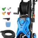 Pressure Cleaner 5000PSI,High Power Cleaner,Adjustable Pressure with 33FT Extension Hose Reel, 4 Nozzles and Soap Bottle for Cars/Fences/Driveways/Home/Patios (Blue)