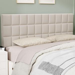 ALISH Velvet Tufted Headboard with Adjustable Height and Width, Foldable Upholstered Headboard with Metal Legs for King Size Metal and Wood Bed Frame (Beige, King)