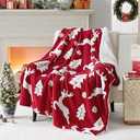 Bedsure Christmas Throw Blanket for Couch - Christmas Decorations Gifts for Women, Warm Sherpa Deer Throw Blanket, Red 50"x60"