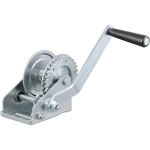 CURT 29423 Manual Hand Crank Boat Trailer Winch, 900 lbs Capacity, 6-1/2-Inch Handle, 3.25:1 Gear Ratio, CLEAR ZINC