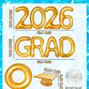 Piemow 2026 Pool Graduation Decorations - 14 Pcs Glitter Inflatable Float Letters & Beach Balls, Adult Grad Party Supplies for Class of 2026 Swimming Pool Celebrations