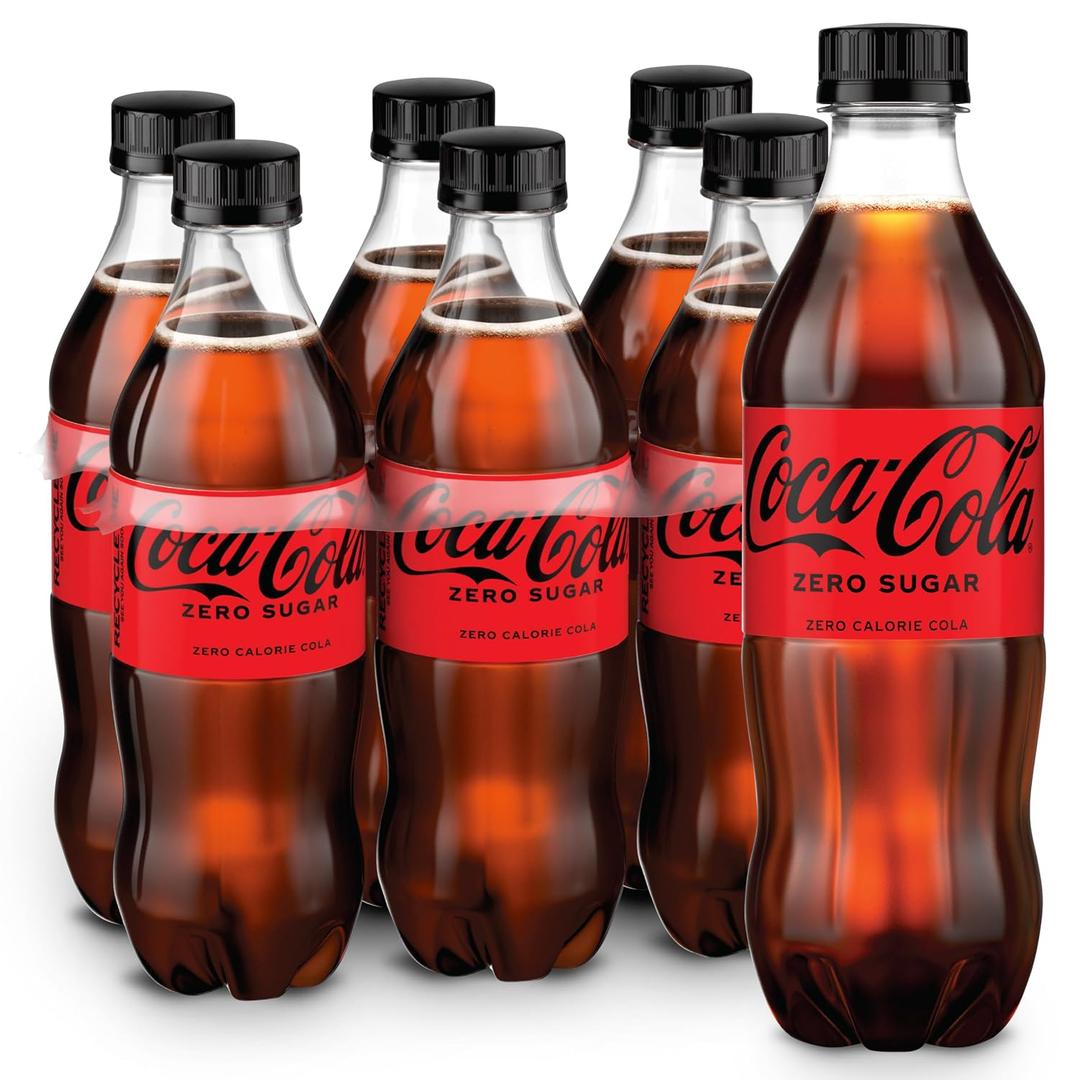 Coca-Cola Zero Sugar Soda Soft Drink Bottles, 16.9 fl oz, 6 Pack, BBD Aug/02/2026