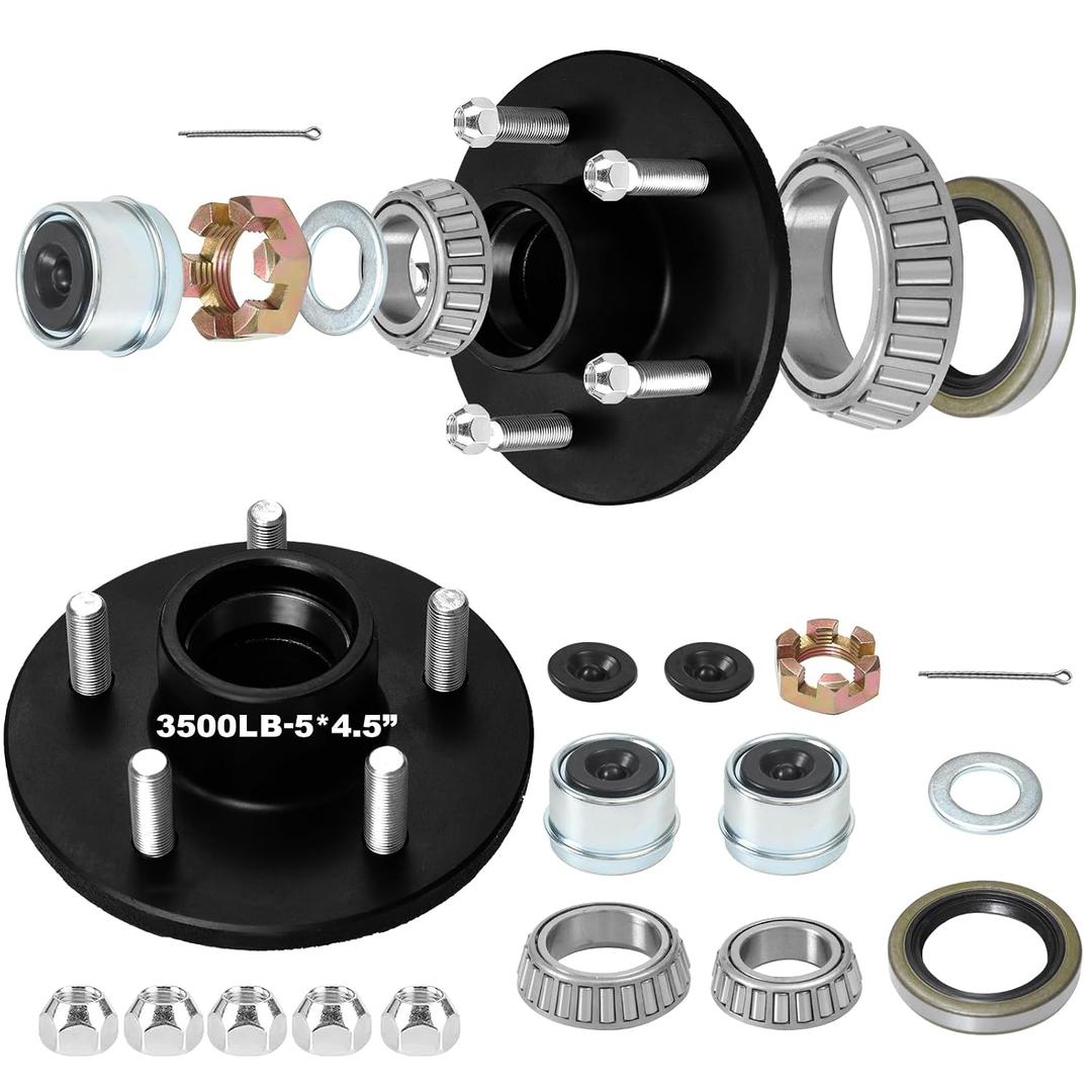 2 Set 3500lb Trailer hub kit 5 Pair 4.5 for 1-1/16 to 1-3/8' Trailer Tapered axle, 5 Lug Trailer hub with l44649 l68149 Bearing kit
