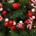 Jutom 6Ft Christmas Ball Garland Ornament Bauble Christmas Tree Bulb Shatterproof Garland Decoration Red White Candy Color Shining Holiday Xmas Mantel Stair Doorway Hanging Indoor Outdoor Festival