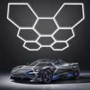 Hexagon LED Garage Light: Super Bright 40000LM Honeycomb Garage Light, 8 Hex DIY Hexagon Led Lights for Gym Basement Hair Salon