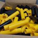 Konohan 12 Sets 34 Inch Parking Cone Delineators Post Traffic Cone Plastic Stanchion Set Stands Parking Barrier with Base 6.6 ft Chain S Hooks Reflective Collar (Yellow,Black)