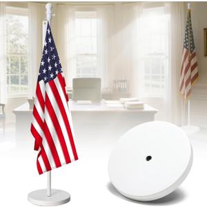 Flag Stand Indoor - 1" Heavy Duty Metal Flag Pole Set with Base,6-8ft Adjustable,Portable & Free Standing For Office,Meeting Room,Classroom,Entry Area,Outdoor Porch Deck (White)
