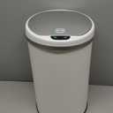 iTouchless 8 Gallon Touchless Sensor Trash Can with Odor Filter System, 30 Liter Round White Steel Garbage Bin, Perfect for Home, Kitchen, Office (Snow White, Silver)