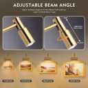Wireless Picture Light for Wall with Adjustable LED Beam, 8000mAh Rechargeable Art Light for Paintings, Dimmable and Zoomable Spotlight for Gallery, Living Room, Hallway (Gold, 2 Pack)