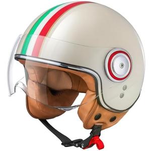 Comrider Open Face Motorcycle Helmet for Adults, Half Face Moped Helmets for Men, 3/4 Retro Vespa Helmet, Classic Vintage Motorcycle Helmet for Women, DOT Approved