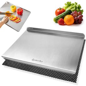 304 Stainless Steel Cutting Board with Lip, Cutting Boards for Kitchen, 15.9"L x 19.9"W
