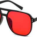 FEISEDY Sleep Blue Light Glasses for Woman Men 99.9% Computer Gaming Red Lens Eyeglasses Reduce Eyestrain G2835