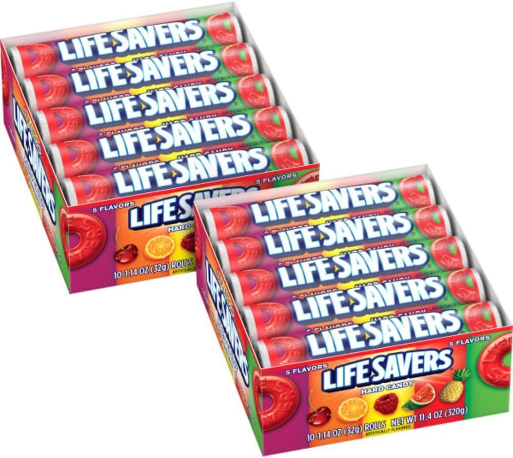 LIFE SAVERS 5 Flavors Hard Candy, Bulk, 1.14 oz Roll, 20 Pack