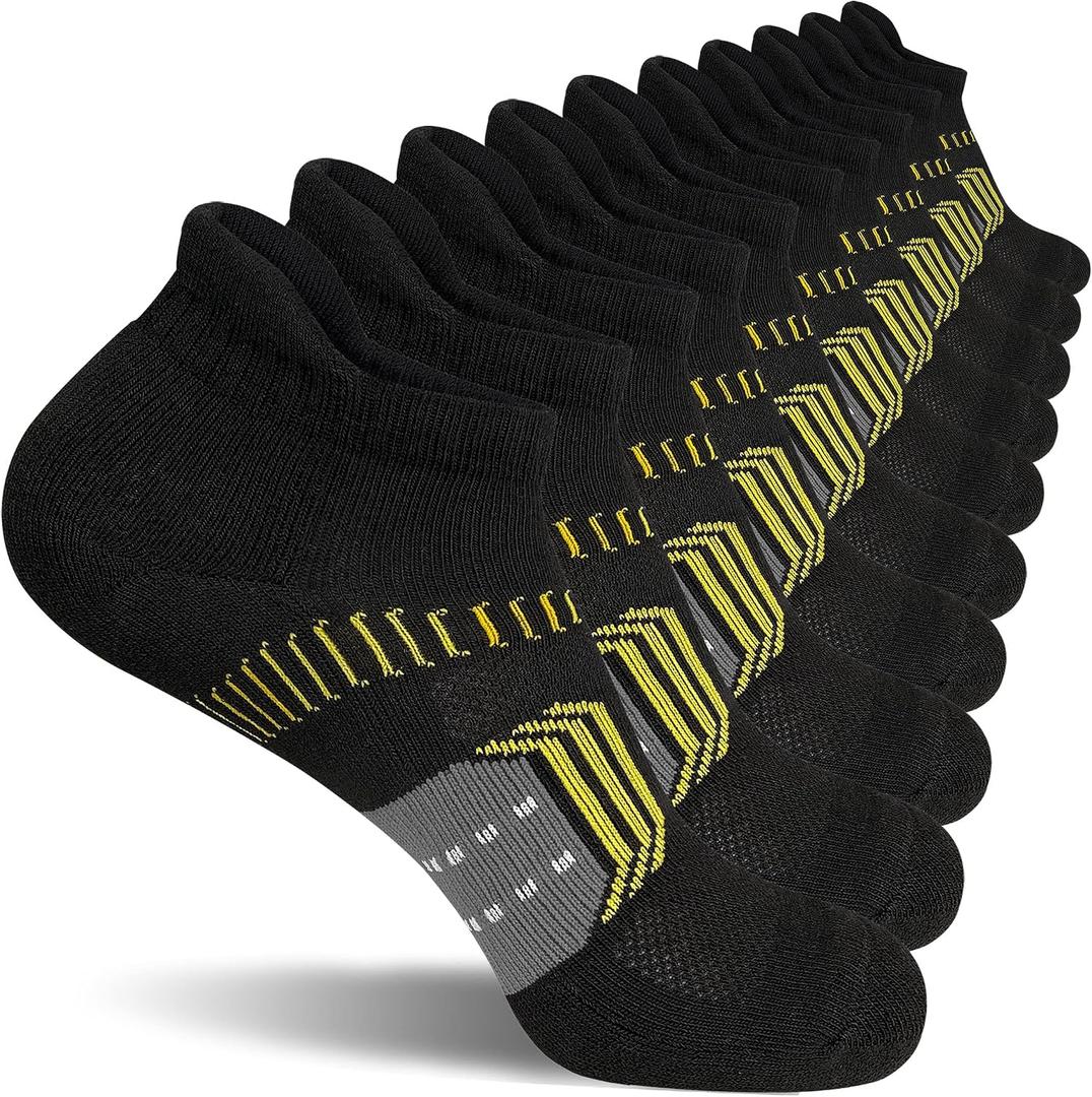 suaskk Womens Athletic Cushioned Anti-Blister Comfort Running Ankle Socks 5 Pairs (Black, M)