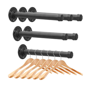 Cast Iron Wall Mounted Clothes Rack, Heavy Duty Industrial Pipe Clothing Rack for Hanging Clothes, Garment Racks for Wardrobe Organizers and Storage, DIY Closet Rods Closet Bar (Black 6 Pack, 12 in)