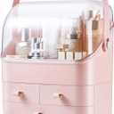 Large Makeup Organizer w Drawers Beauty Organizer Makeup Box Holder Vanity Organization Desk Countertop MakeUp Organizers Bathroom Counter Organizer Skincare Cosmetic Case Stand Dustproof Lid Gift (EXP 07/16/26)