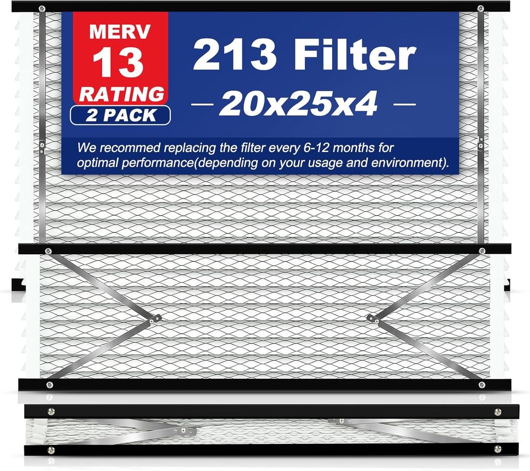2-Pack 213 Replacement Filter Compatible with AprilAire Whole House Air Purifiers, Models 1210, 1620, 2210, 2216, 3210, 4200, MERV 13 Air Purifiers, Size:20x25x4(Actual size:21.18x24.8x4.02in)