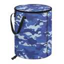 Navy Blue Camo Outdoor Trash Can with Lid 20+ Gallon Collapsible Trash Can Camping Waterproof Garbage Bags for Rv, Backyard, Picnic